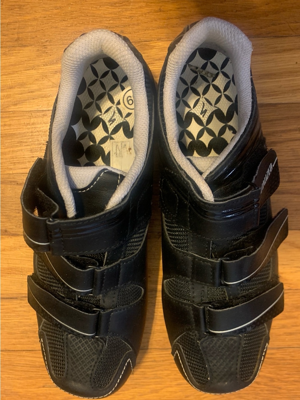 Women Riata Black Velcro Biking Spin Cycling Shoes 39 Clip in